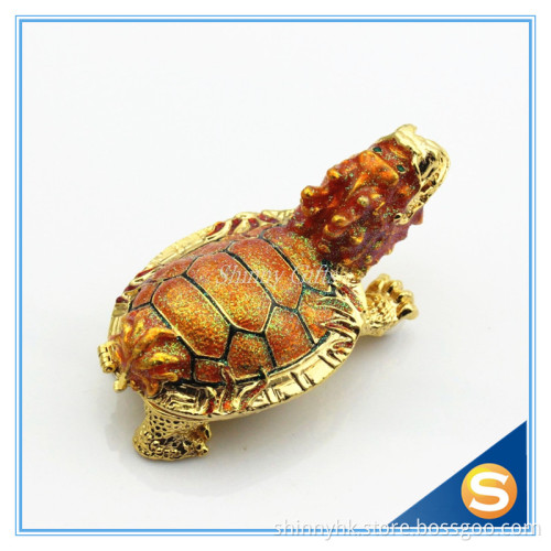 Fengshui Home Decorative Metal Craft Dragon Turtle Trinket Box Jewelry Box